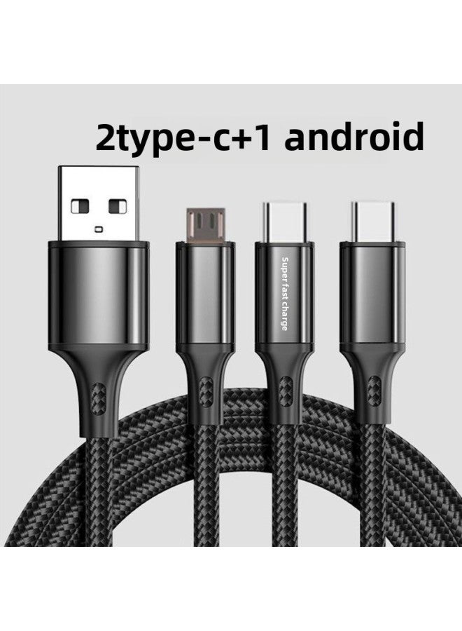 5A Three-in-one-to-three Charger Super Fast Charging Data Cable For Apple For Huawei Android Mobile Phone Multi-head Car-Color:【2 Typec+android】- 1.2m Thick Copper Core Speed Up 800% Three-in-one